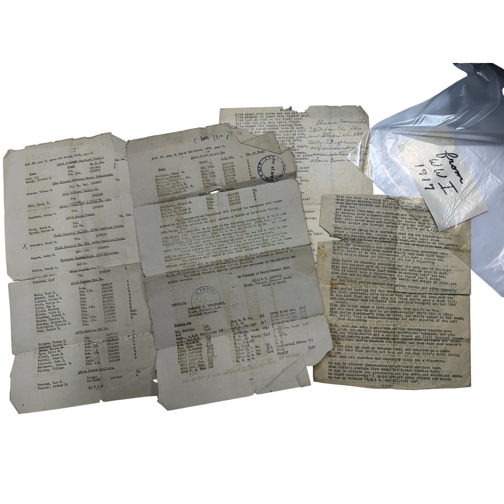 WWI AEF 33rd Division Military Orders 1919 & Stars and Stripes Billet Poem